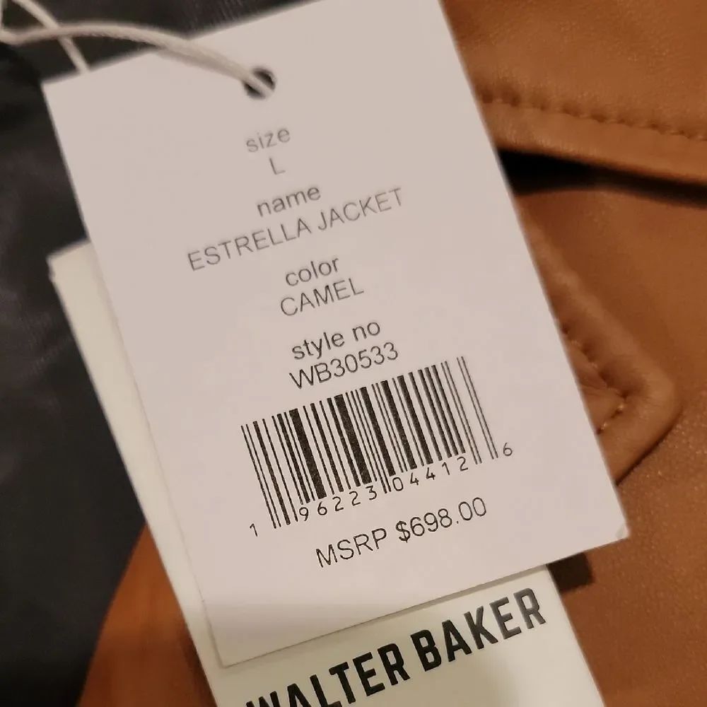 NWT Walter Baker Camel Leather Jacket SZ L - Picture 11 of 14